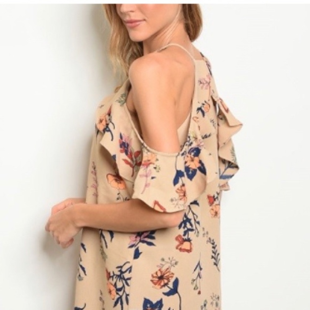 Cold Shoulder Floral Dress